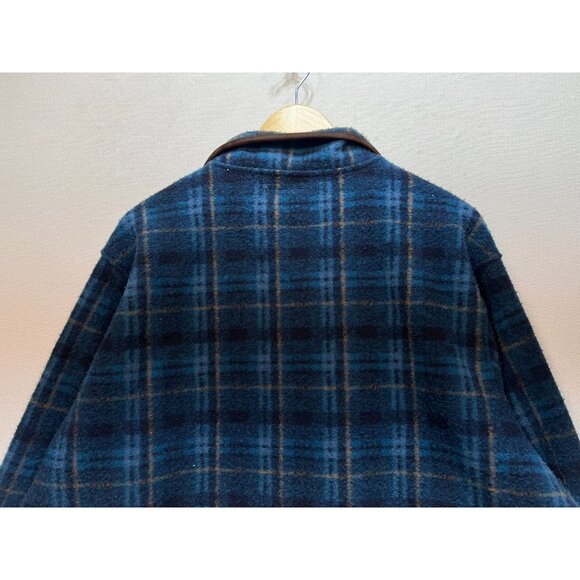 John Wayne Mens Pullover Shirt Jacket Size 2XL Blue Plaid Henley Flannel Cozy - Picture 12 of 13